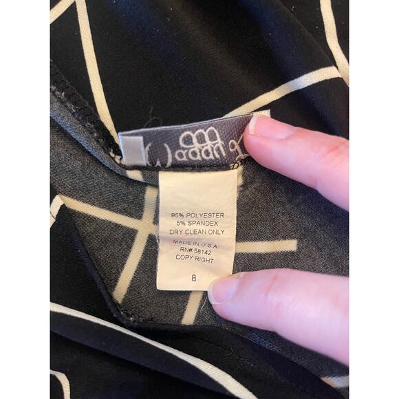 Maggy L Black White Abstract V Neck A Line Dress Size 8 - Picture 4 of 4